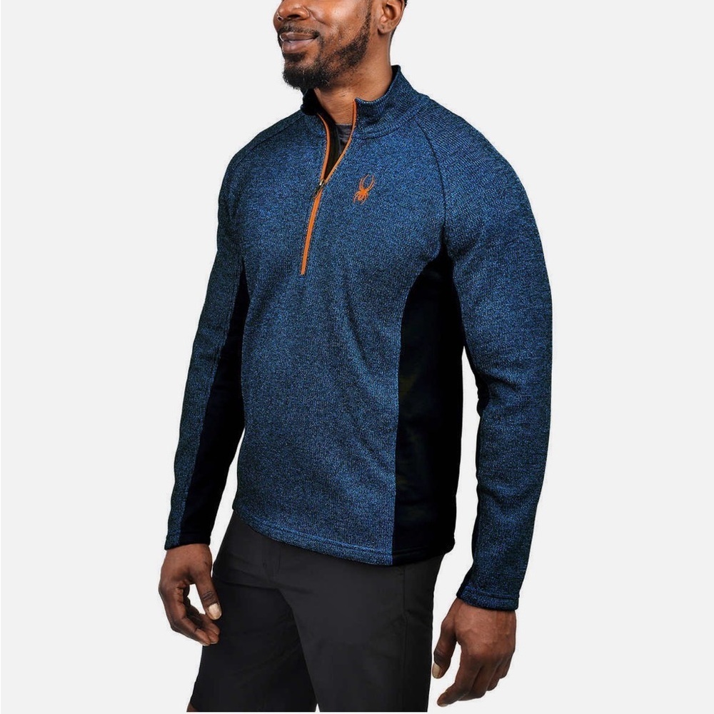Spyder men's outbound core half zip fleece lined pullover sweater medium blue - Picture 15 of 15